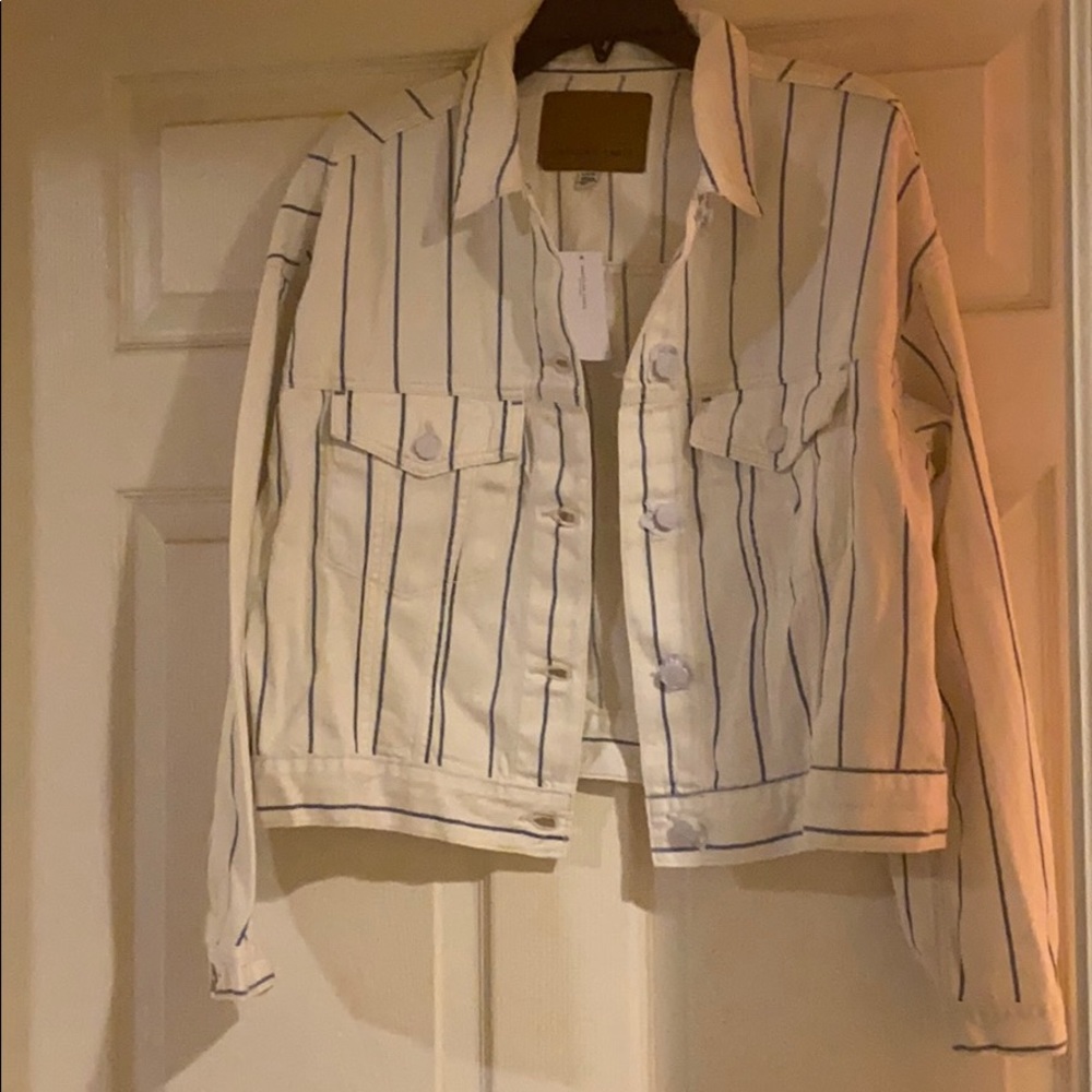 Brand New Striped Denim Boyfriend Jacket